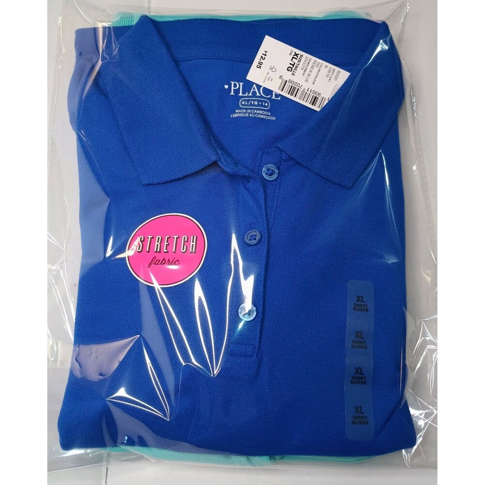 Place BOYS XL (14) TWO Polo Pack Includes 1 Green & 1 Blue Polo Shirt. (P0034B6)